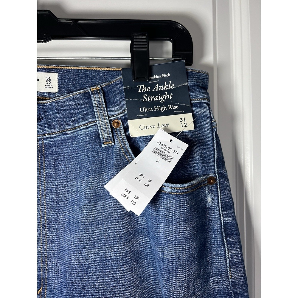 Women's Abercrombie & Fitch Ankle Straight Ultra High Rise Curve Jeans 31/12 NWT - Picture 3 of 8